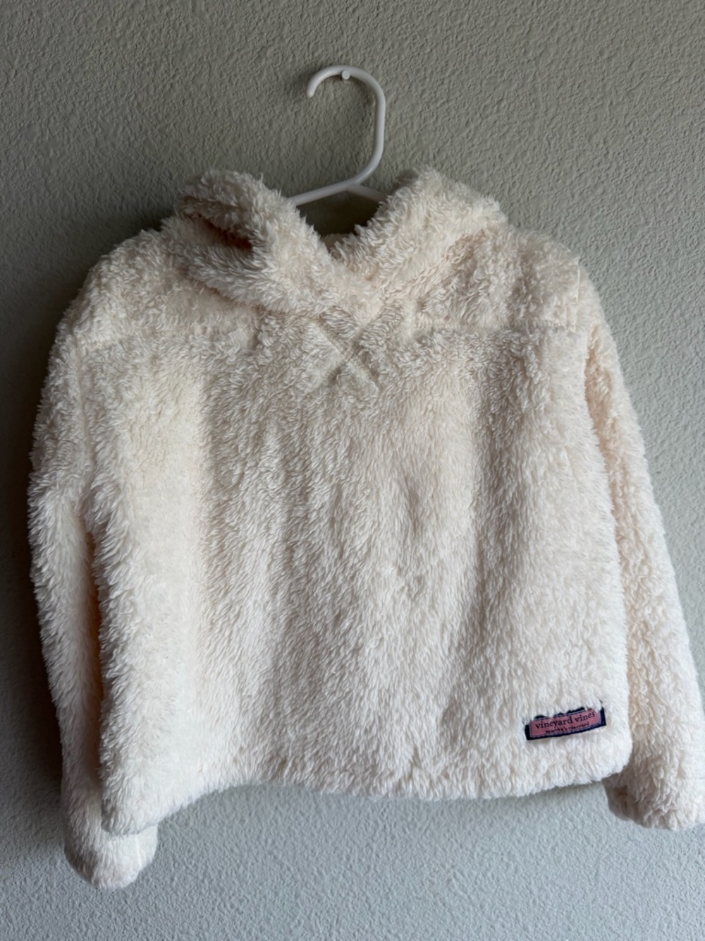 Vineyard Vines Kids Cream Plush Hooded Pullover